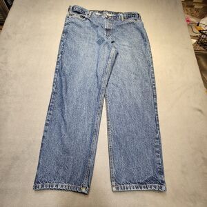 Rugged Wear Jeans Mens 39x29 Blue Straight Leg Distressed Denim